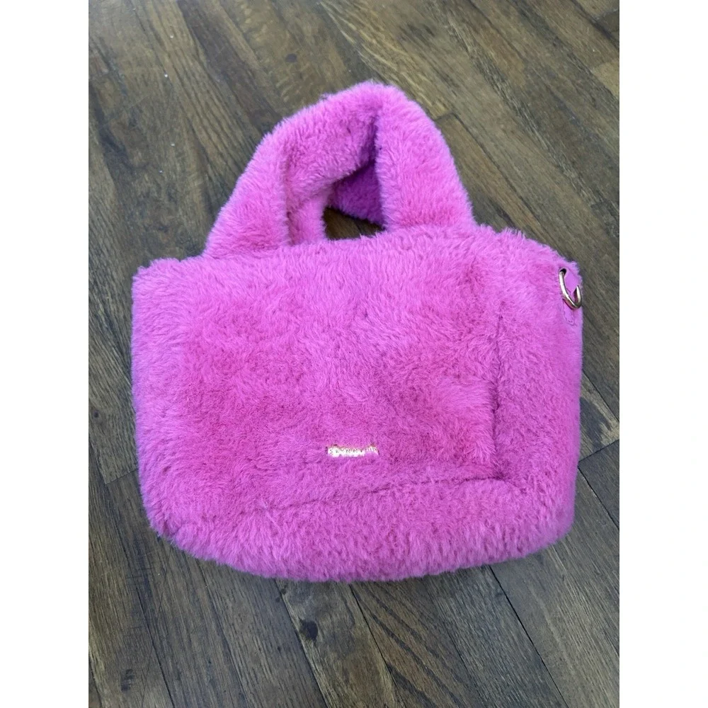 Skinnydip London x Barbie Pink Faux Fur Mini Tote Crossbody Bag Fluffy Purse